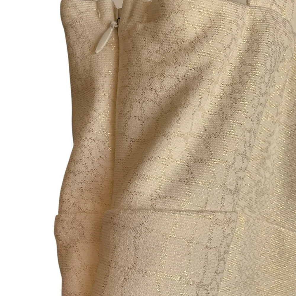 Cachet Gold Beaded Neckline Bodycon ivory Dress ‎ Sleeveless Size Small